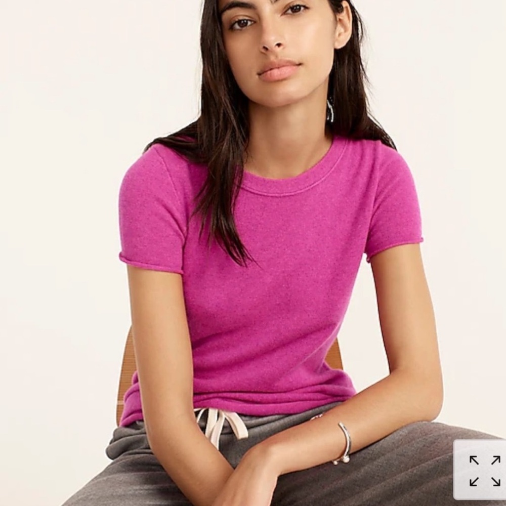 J.CREW Relaxed cashmere T-shirt in hot pink Sz Small Crewneck short sleeves